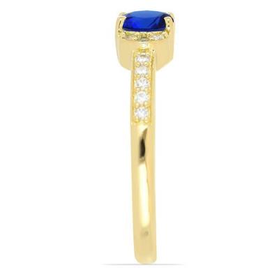 BUY 14K GOLD NATURAL BLUE SAPPHIRE GEMSTONE WITH WHITE DIAMOND CLASSIC RING